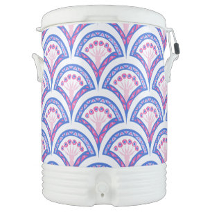 blue floral damask pattern beverage cooler