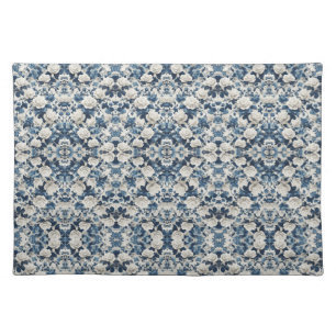 Blue Floral Damask Pattern Blanket Cloth Placemat