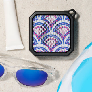 blue floral damask pattern bluetooth speaker