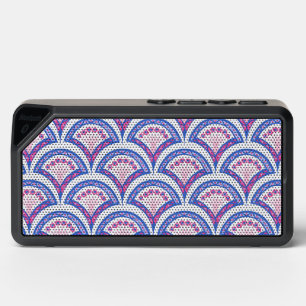 blue floral damask pattern bluetooth speaker