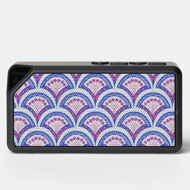 blue floral damask pattern  bluetooth speaker (Front)