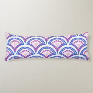 blue floral damask pattern body pillow