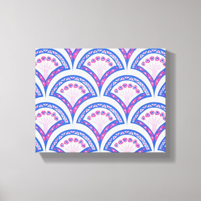 blue floral damask pattern  canvas print (Front)