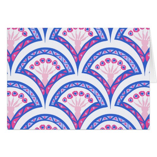 blue floral damask pattern cards (Front Horizontal)