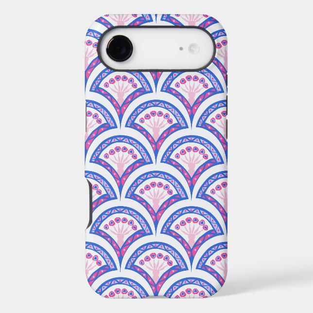 blue floral damask pattern  Case-Mate iPhone case (Back)