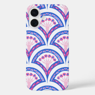 blue floral damask pattern iPhone 16 case