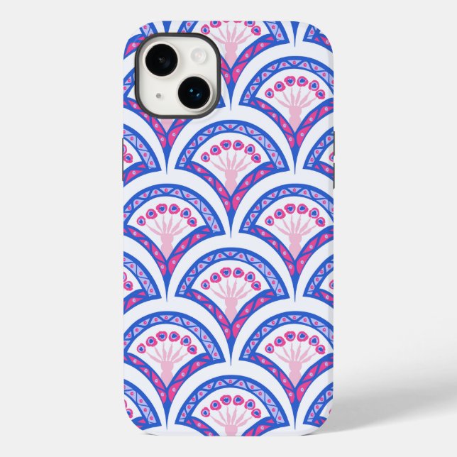 blue floral damask pattern  Case-Mate iPhone case (Back)