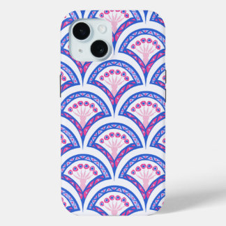 blue floral damask pattern iPhone 15 case