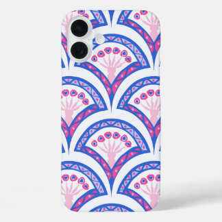 blue floral damask pattern iPhone 16 plus case