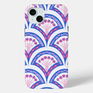 blue floral damask pattern  iPhone 15 plus case