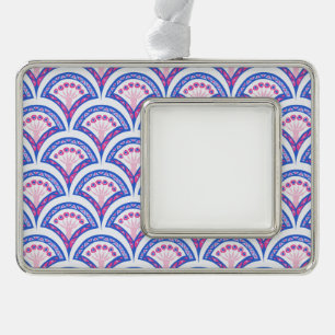 blue floral damask pattern  christmas ornament