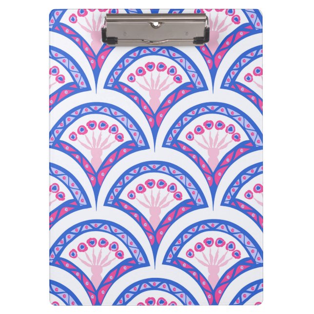 blue floral damask pattern  clipboard (Front)