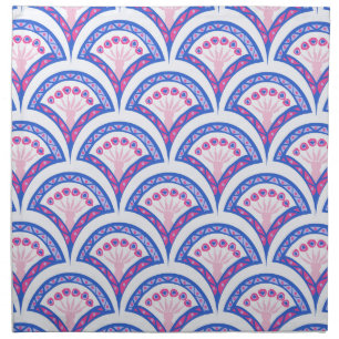 blue floral damask pattern cloth napkin