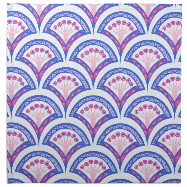 blue floral damask pattern  cloth napkin (Front)