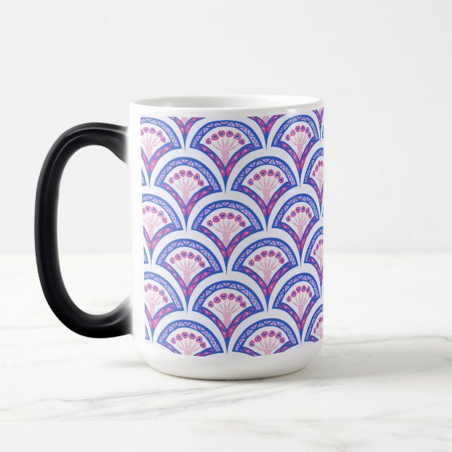 blue floral damask pattern  color morph mug  (Left)