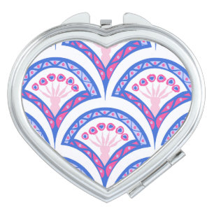 blue floral damask pattern compact mirror