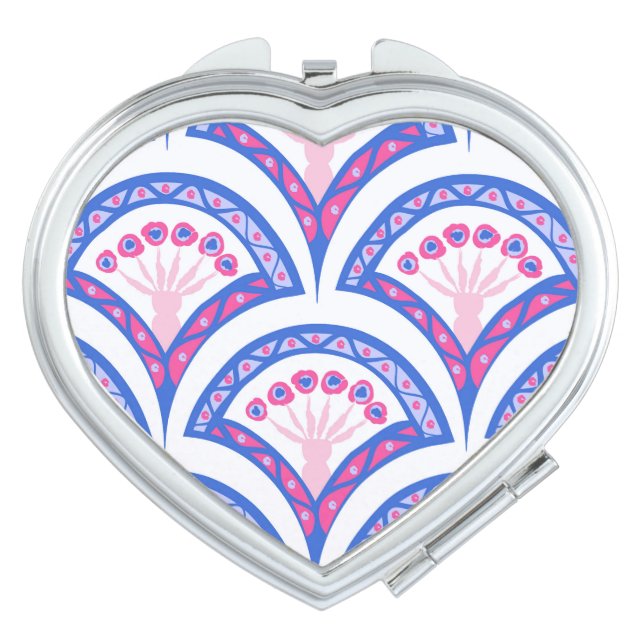 blue floral damask pattern  compact mirror (Front)