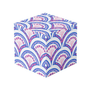 blue floral damask pattern cube