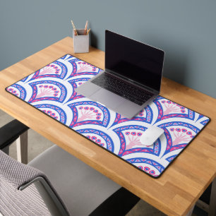 blue floral damask pattern  desk mat