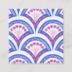 blue floral damask pattern discount card