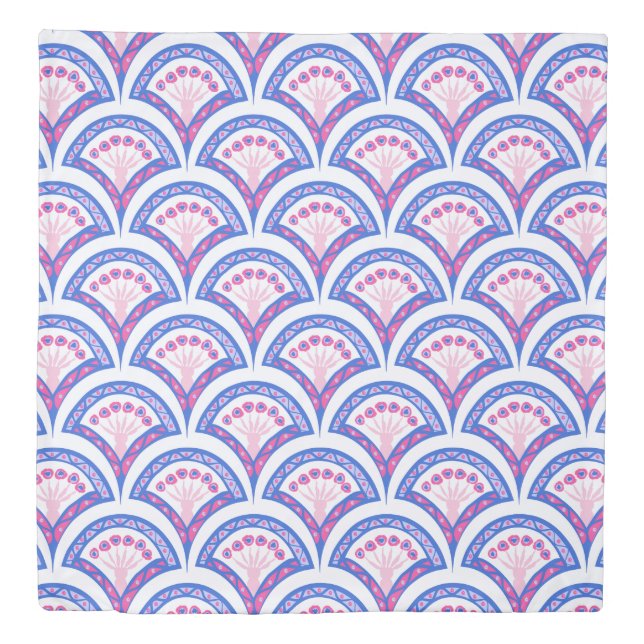 blue floral damask pattern  duvet cover (Front)