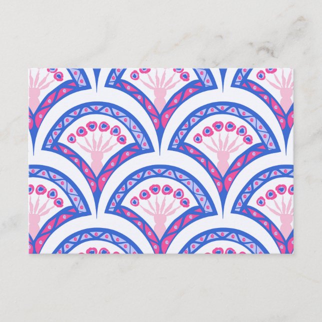 blue floral damask pattern  enclosure card (Front)