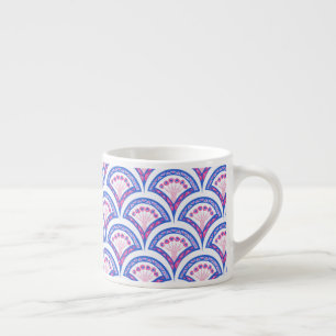 blue floral damask pattern espresso cup