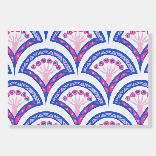 blue floral damask pattern  foam board (Front)
