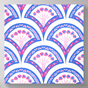 blue floral damask pattern foam core photo tile