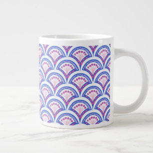 blue floral damask pattern giant coffee mug