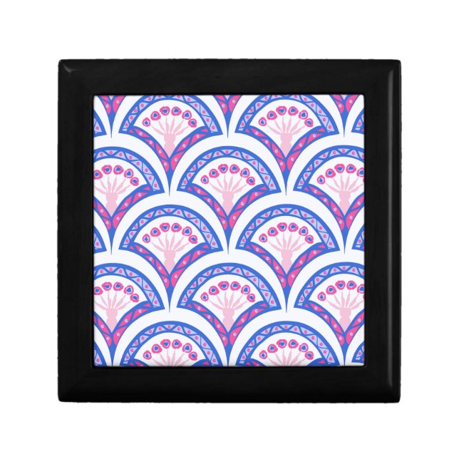 blue floral damask pattern  gift box (Front)