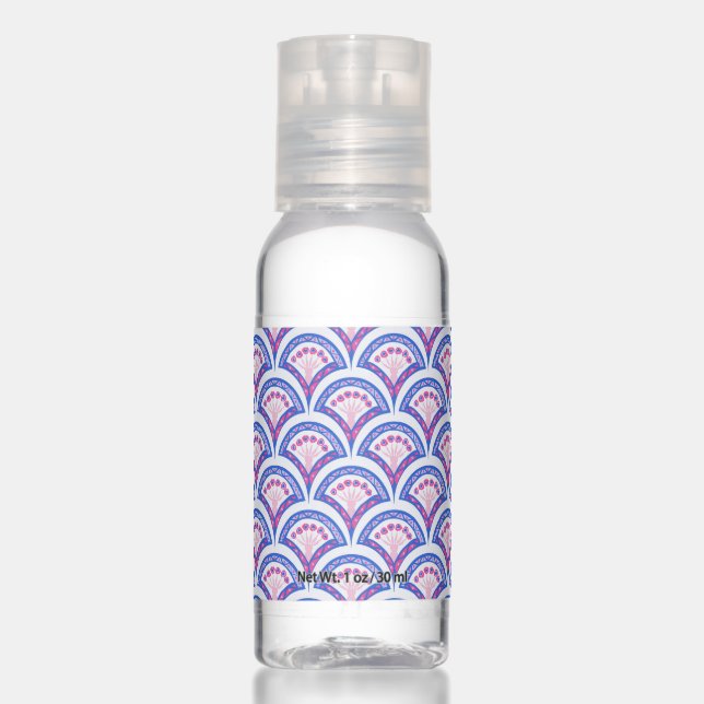 blue floral damask pattern  hand sanitizer (Front)