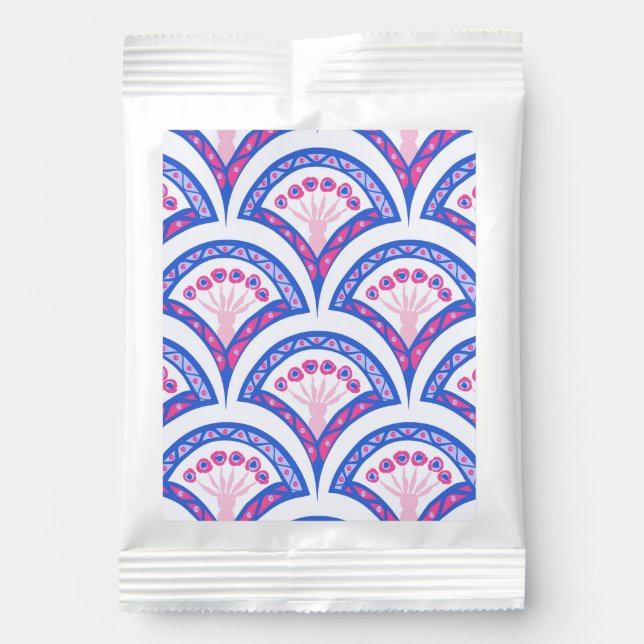 blue floral damask pattern  hot chocolate drink mix (Front)