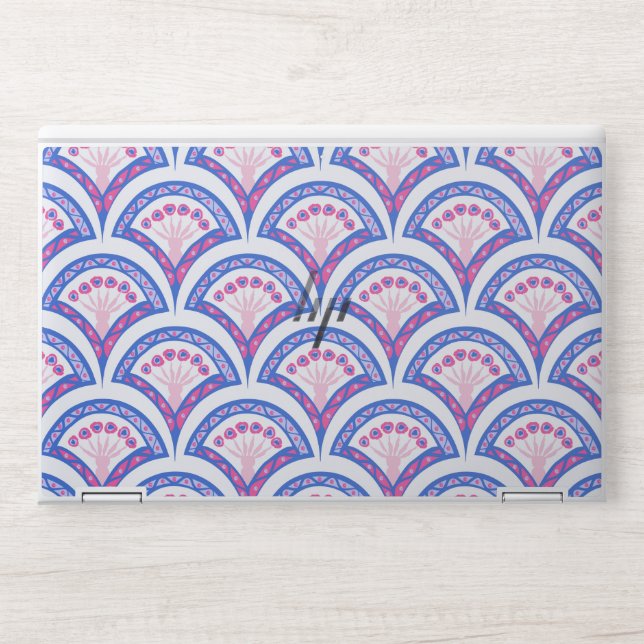 blue floral damask pattern  HP laptop skin (Front)