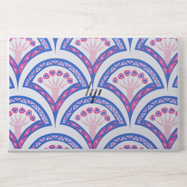 blue floral damask pattern  HP laptop skin (Front)