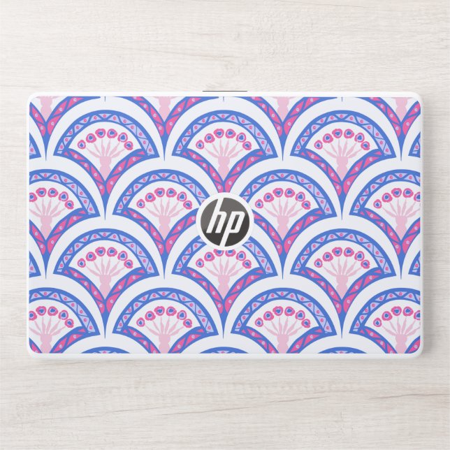 blue floral damask pattern  HP laptop skin (Front)