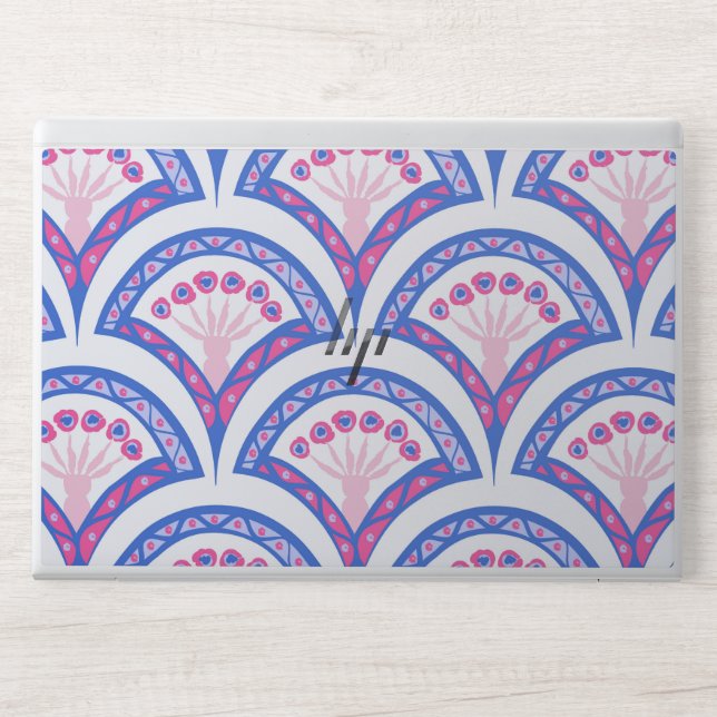 blue floral damask pattern  HP laptop skin (Front)