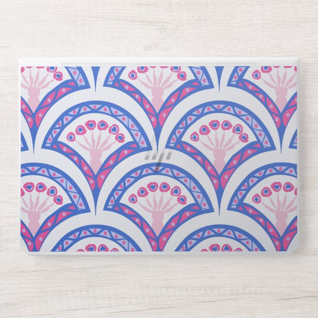 blue floral damask pattern  HP laptop skin (Front)
