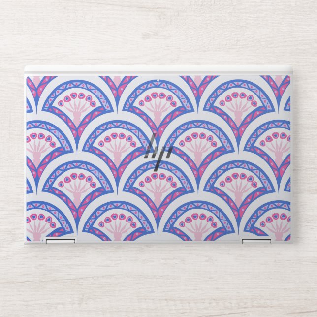 blue floral damask pattern  HP laptop skin (Front)