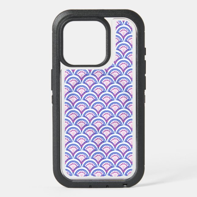 blue floral damask pattern  iPhone 15 pro case (Back)