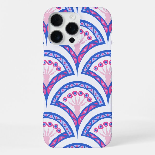 blue floral damask pattern  iphone case (Back)