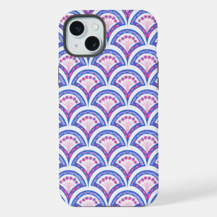 blue floral damask pattern  iPhone 15 plus case