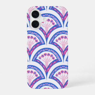 blue floral damask pattern iPhone 16 case