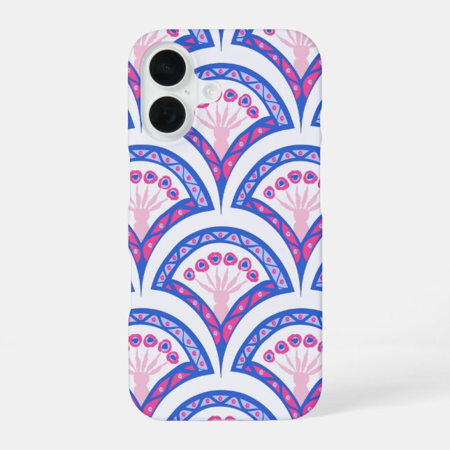 blue floral damask pattern  iPhone case (Back)