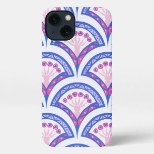 blue floral damask pattern iPhone 13 case