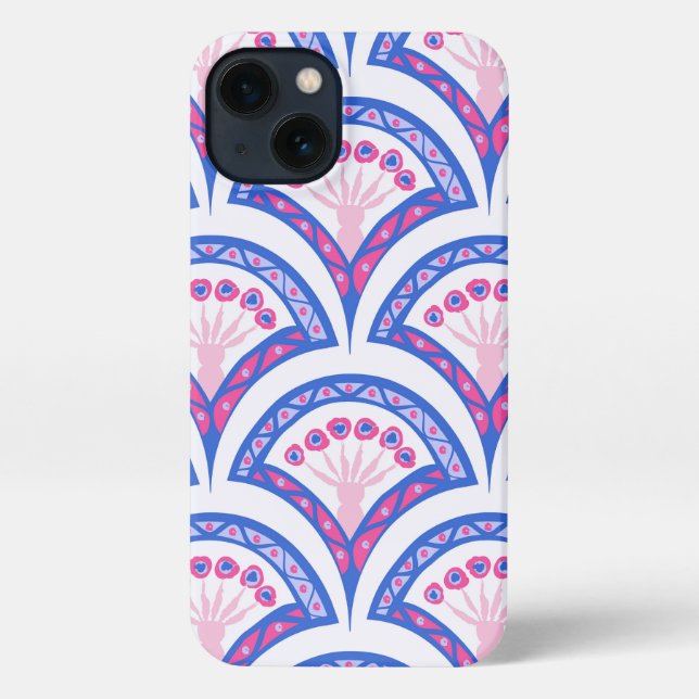 blue floral damask pattern  iPhone case (Back)