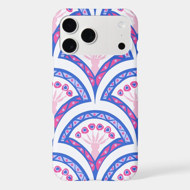 blue floral damask pattern  iPhone case (Back)