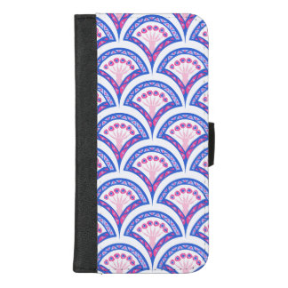 blue floral damask pattern iPhone 8/7 plus wallet case