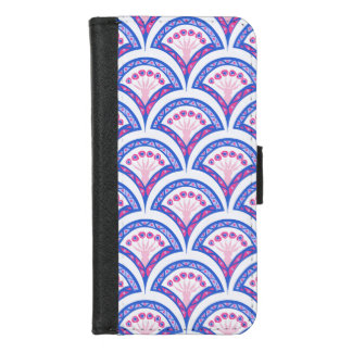 blue floral damask pattern iPhone 8/7 wallet case
