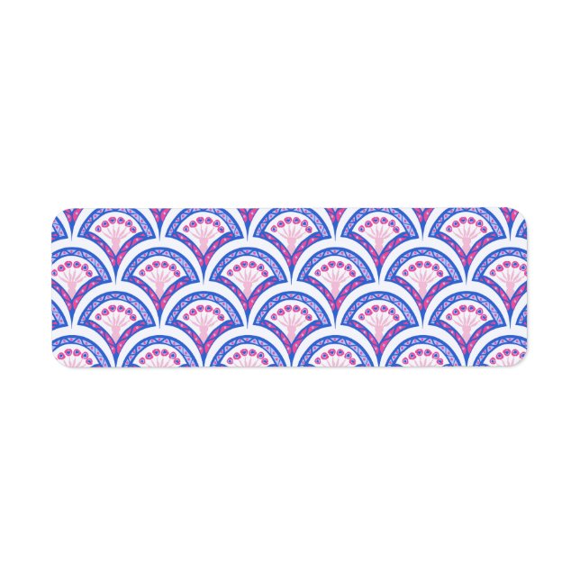 blue floral damask pattern  label (Front)